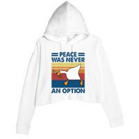 Murder Duck Peace Was Never An Option Duck With Knife Meme Crop Fleece Hoodie