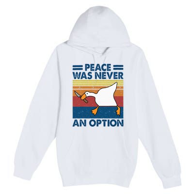 Murder Duck Peace Was Never An Option Duck With Knife Meme Premium Pullover Hoodie