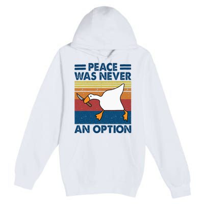 Murder Duck Peace Was Never An Option Duck With Knife Meme Premium Pullover Hoodie