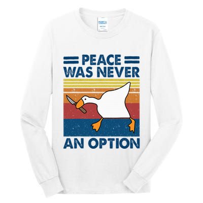 Murder Duck Peace Was Never An Option Duck With Knife Meme Tall Long Sleeve T-Shirt
