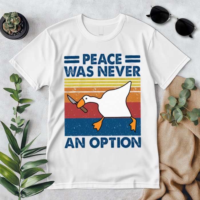 Murder Duck Peace Was Never An Option Duck With Knife Meme Premium T-Shirt