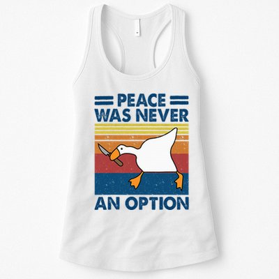 Murder Duck Peace Was Never An Option Duck With Knife Meme Womens Tank Top