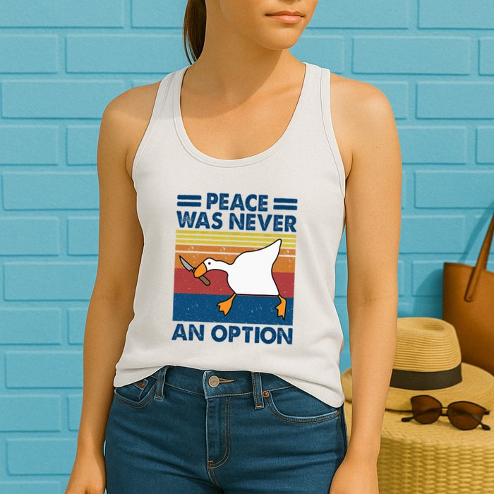 Murder Duck Peace Was Never An Option Duck With Knife Meme Womens Tank Top