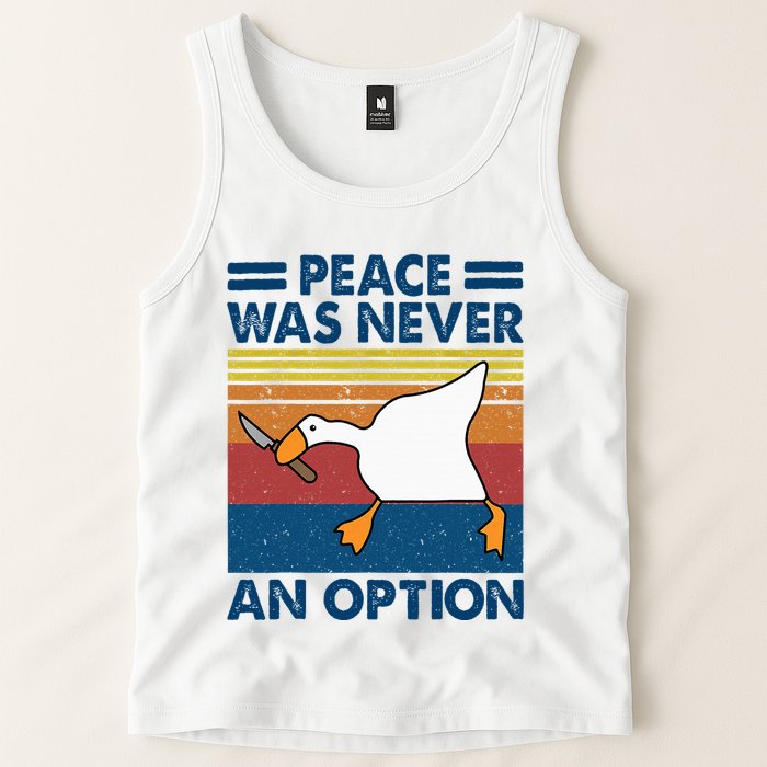 Murder Duck Peace Was Never An Option Duck With Knife Meme Tank Top
