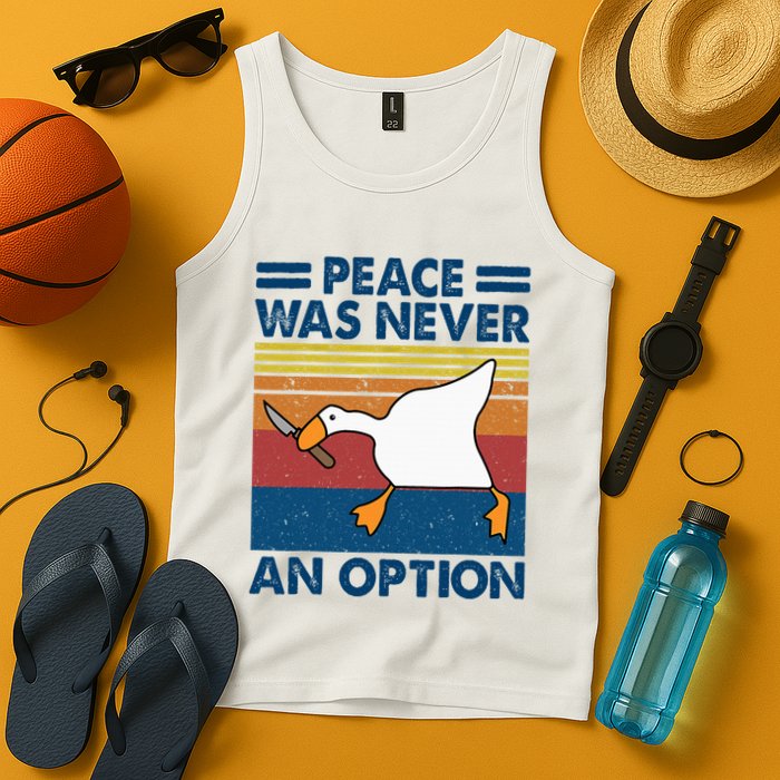 Murder Duck Peace Was Never An Option Duck With Knife Meme Tank Top