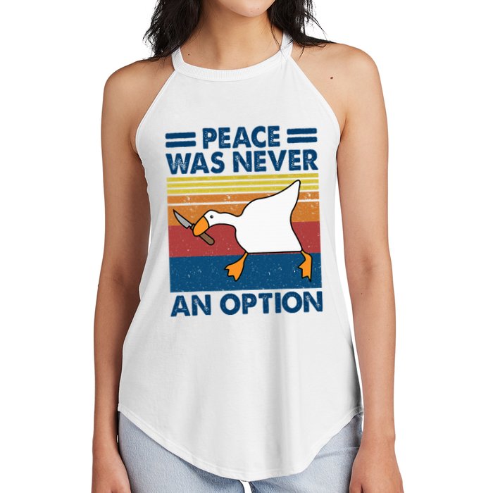 Murder Duck Peace Was Never An Option Duck With Knife Meme Women's Perfect Tri Rocker Tank
