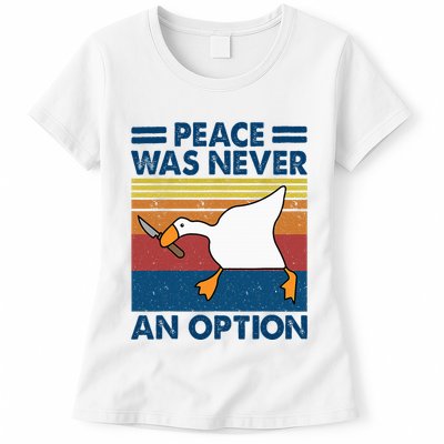 Murder Duck Peace Was Never An Option Duck With Knife Meme Womens T-Shirt