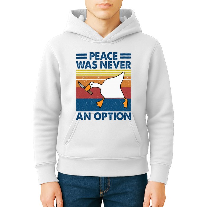 Murder Duck Peace Was Never An Option Duck With Knife Meme Kids Hoodie