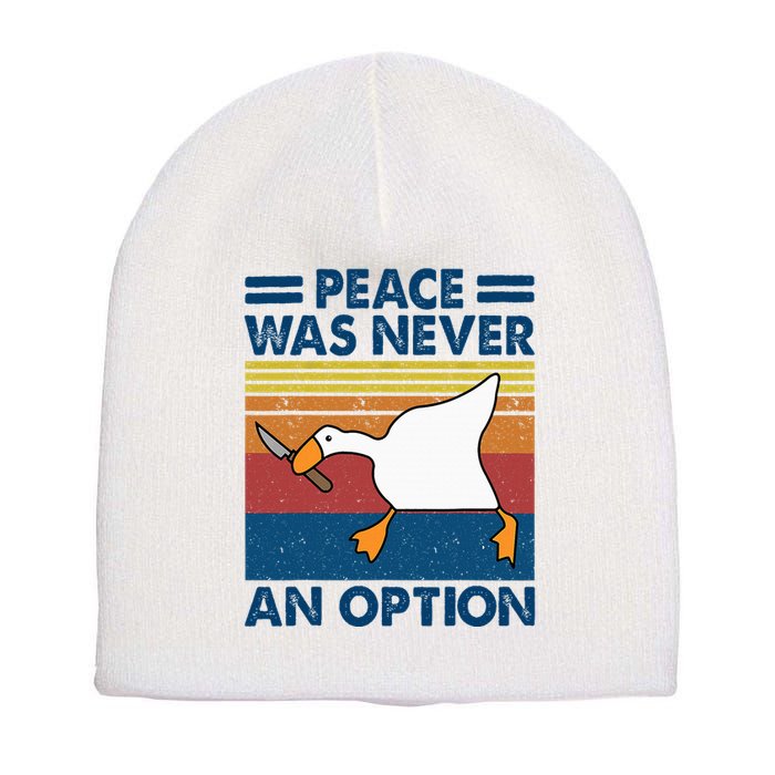 Murder Duck Peace Was Never An Option Duck With Knife Meme Short Acrylic Beanie