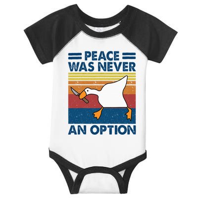 Murder Duck Peace Was Never An Option Duck With Knife Meme Infant Baby Jersey Bodysuit