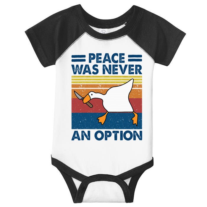 Murder Duck Peace Was Never An Option Duck With Knife Meme Infant Baby Jersey Bodysuit