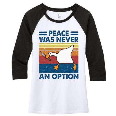 Murder Duck Peace Was Never An Option Duck With Knife Meme Women's Tri-Blend 3/4-Sleeve Raglan Shirt