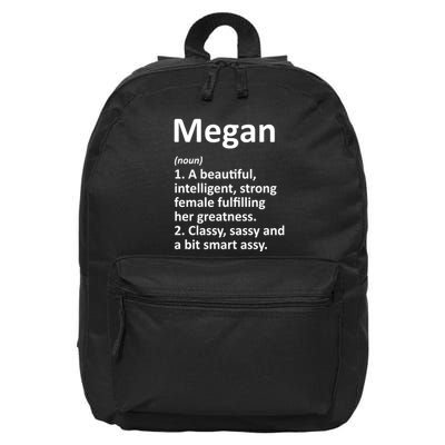 Megan Definition Personalized Name Funny Christmas Gift 16 in Basic Backpack
