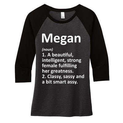 Megan Definition Personalized Name Funny Christmas Gift Women's Tri-Blend 3/4-Sleeve Raglan Shirt