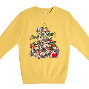 Merry Dogmas Pug Christmas Tree Dog Santa Xmas Girls Gift Premium Crewneck Sweatshirt