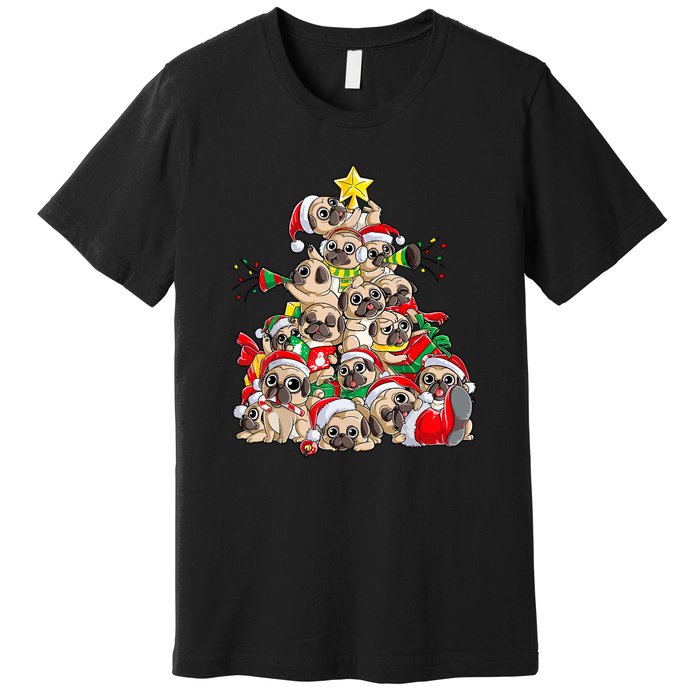 Merry Dogmas Pug Christmas Tree Dog Santa Xmas Girls Gift Premium T-Shirt