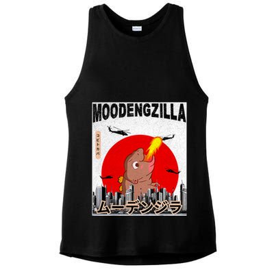 Moo Deng Pygmy Hippopotamus Funny Moodengzilla Ladies PosiCharge Tri-Blend Wicking Tank