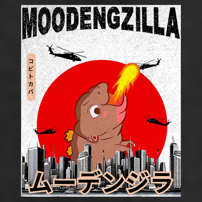 Moo Deng Pygmy Hippopotamus Funny Moodengzilla 7 Panel Mesh Trucker Snapback Hat