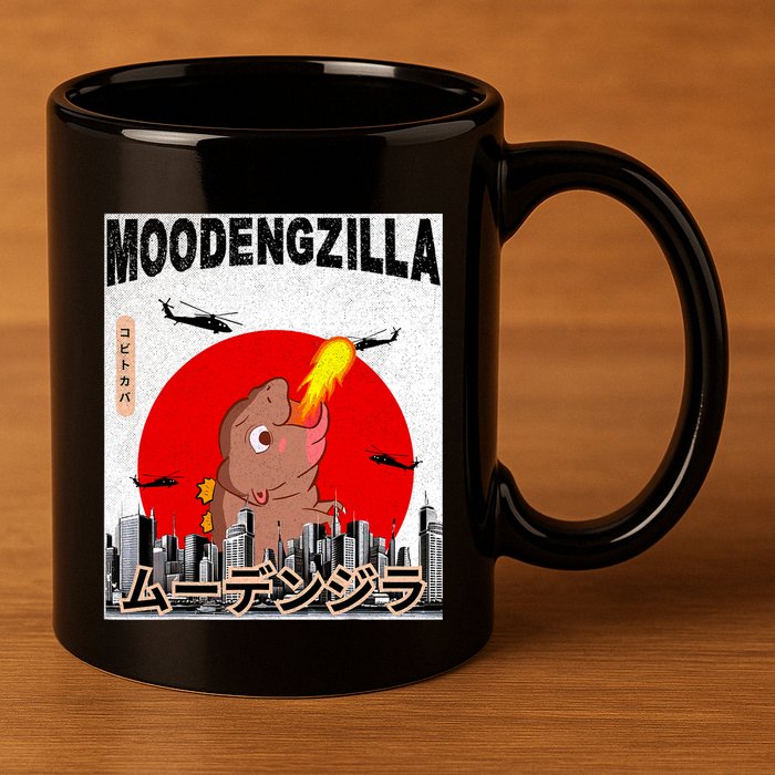 Moo Deng Pygmy Hippopotamus Funny Moodengzilla 11oz C Handle Ceramic Mug