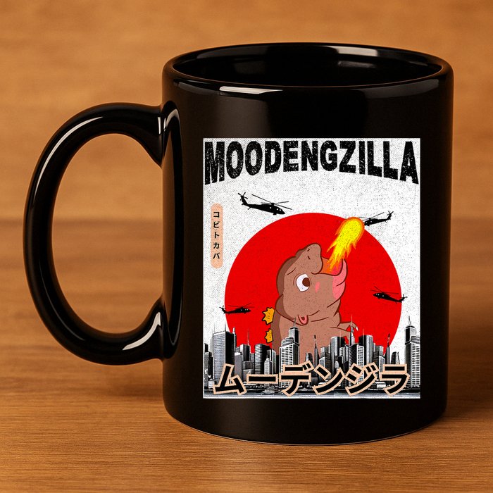 Moo Deng Pygmy Hippopotamus Funny Moodengzilla 11oz C Handle Ceramic Mug