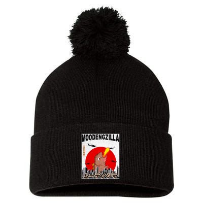 Moo Deng Pygmy Hippopotamus Funny Moodengzilla Pom Pom 12in Knit Beanie