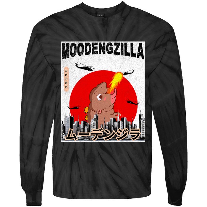 Moo Deng Pygmy Hippopotamus Funny Moodengzilla Tie-Dye Long Sleeve Shirt