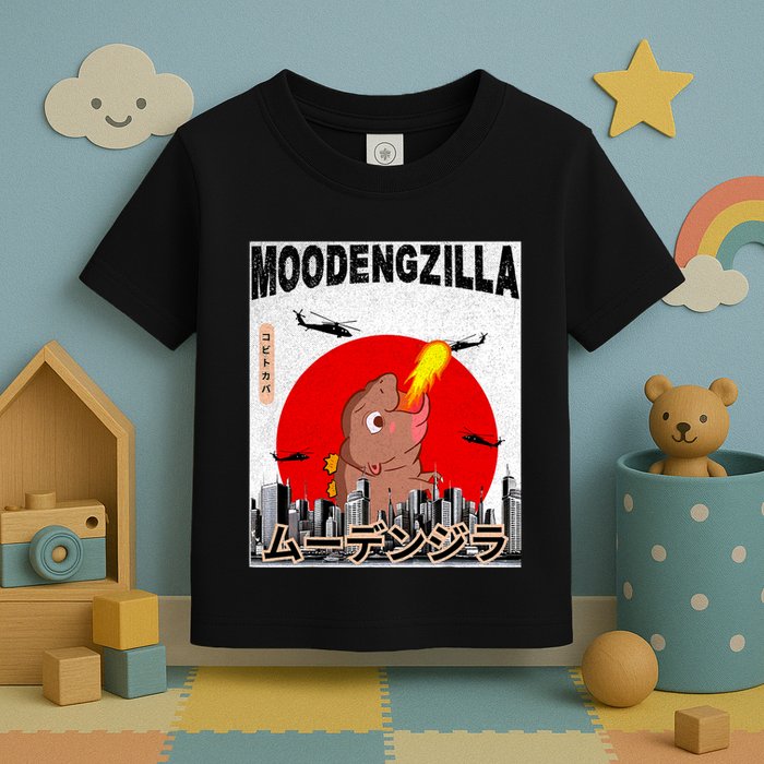 Moo Deng Pygmy Hippopotamus Funny Moodengzilla Toddler T-Shirt