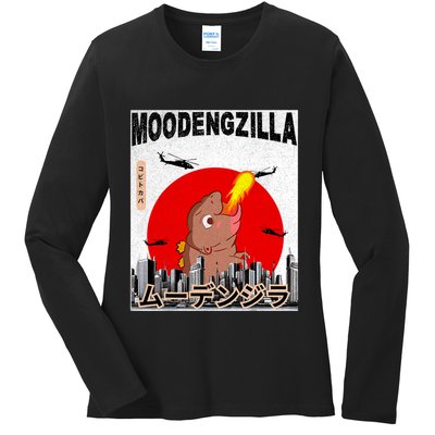 Moo Deng Pygmy Hippopotamus Funny Moodengzilla Ladies Long Sleeve Shirt