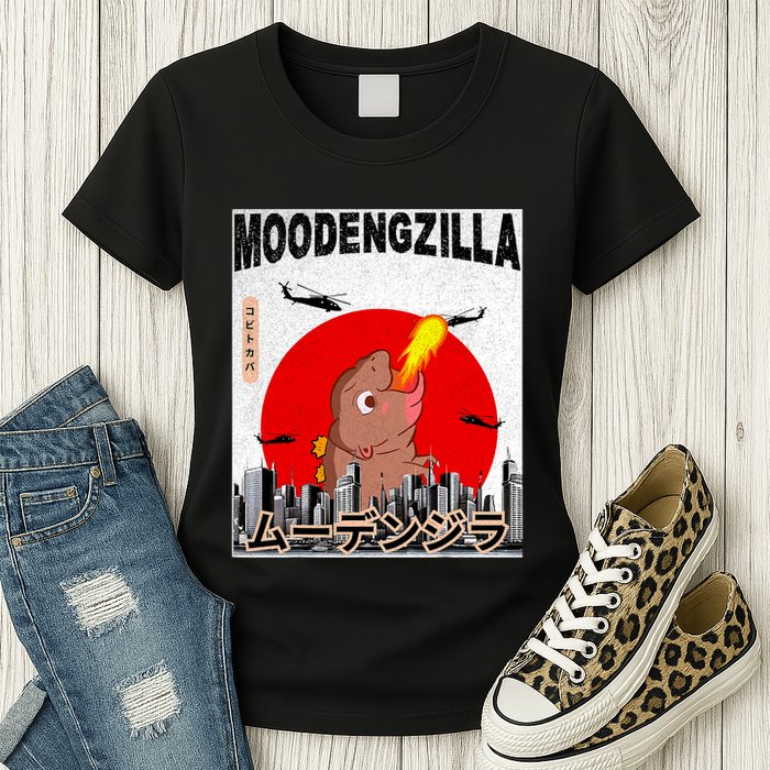 Moo Deng Pygmy Hippopotamus Funny Moodengzilla Womens T-Shirt