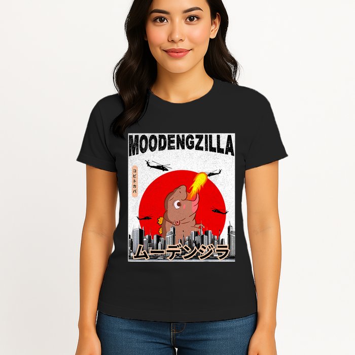 Moo Deng Pygmy Hippopotamus Funny Moodengzilla Womens T-Shirt
