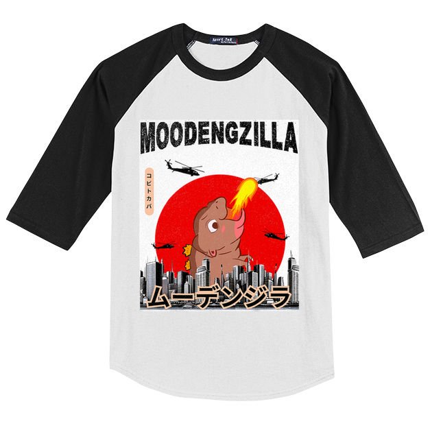 Moo Deng Pygmy Hippopotamus Funny Moodengzilla Kids Colorblock Raglan Jersey