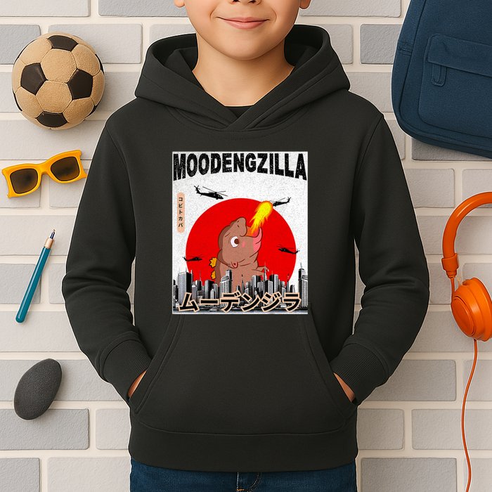 Moo Deng Pygmy Hippopotamus Funny Moodengzilla Kids Hoodie