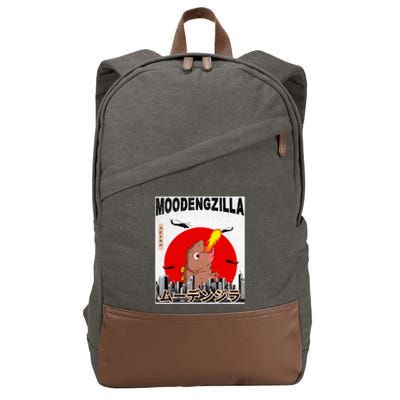 Moo Deng Pygmy Hippopotamus Funny Moodengzilla Cotton Canvas Backpack