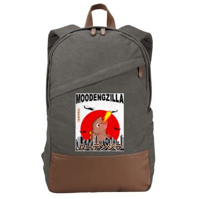 Moo Deng Pygmy Hippopotamus Funny Moodengzilla Cotton Canvas Backpack