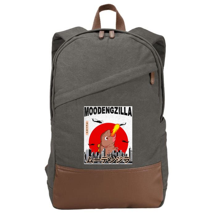 Moo Deng Pygmy Hippopotamus Funny Moodengzilla Cotton Canvas Backpack