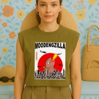 Moo Deng Pygmy Hippopotamus Funny Moodengzilla Garment-Dyed Women's Muscle Tee
