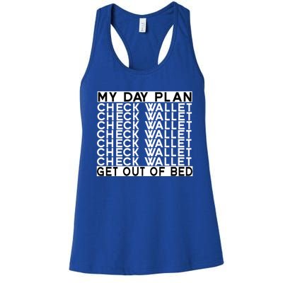 My Day Plan Check Wallet Funny Cryptocurrency Holders Gift Women's Racerback Tank