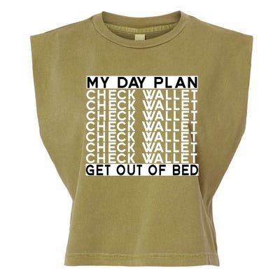 My Day Plan Check Wallet Funny Cryptocurrency Holders Gift Garment-Dyed Women's Muscle Tee