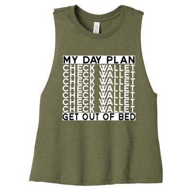 My Day Plan Check Wallet Funny Cryptocurrency Holders Gift Women's Racerback Cropped Tank