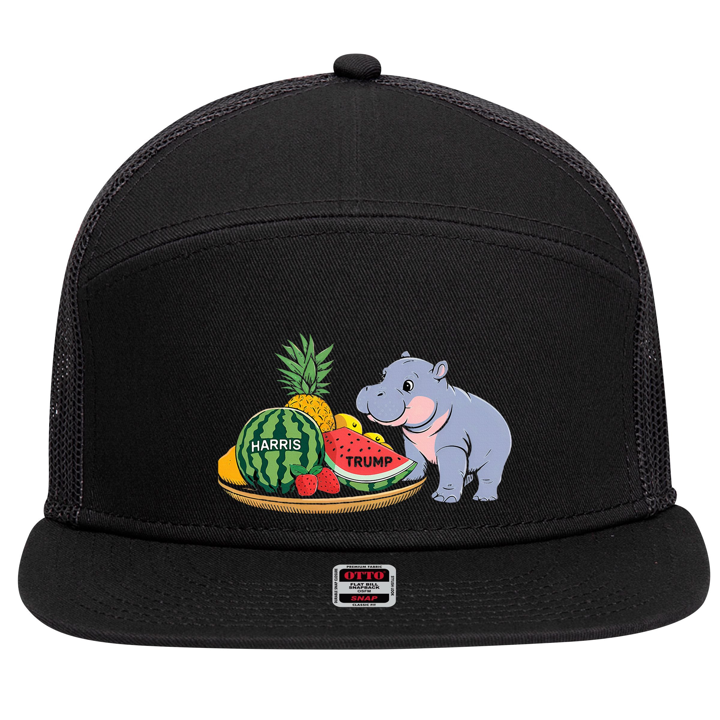 Moo Deng Predicts Donald Trump Will Win Us Election 7 Panel Mesh Trucker Snapback Hat