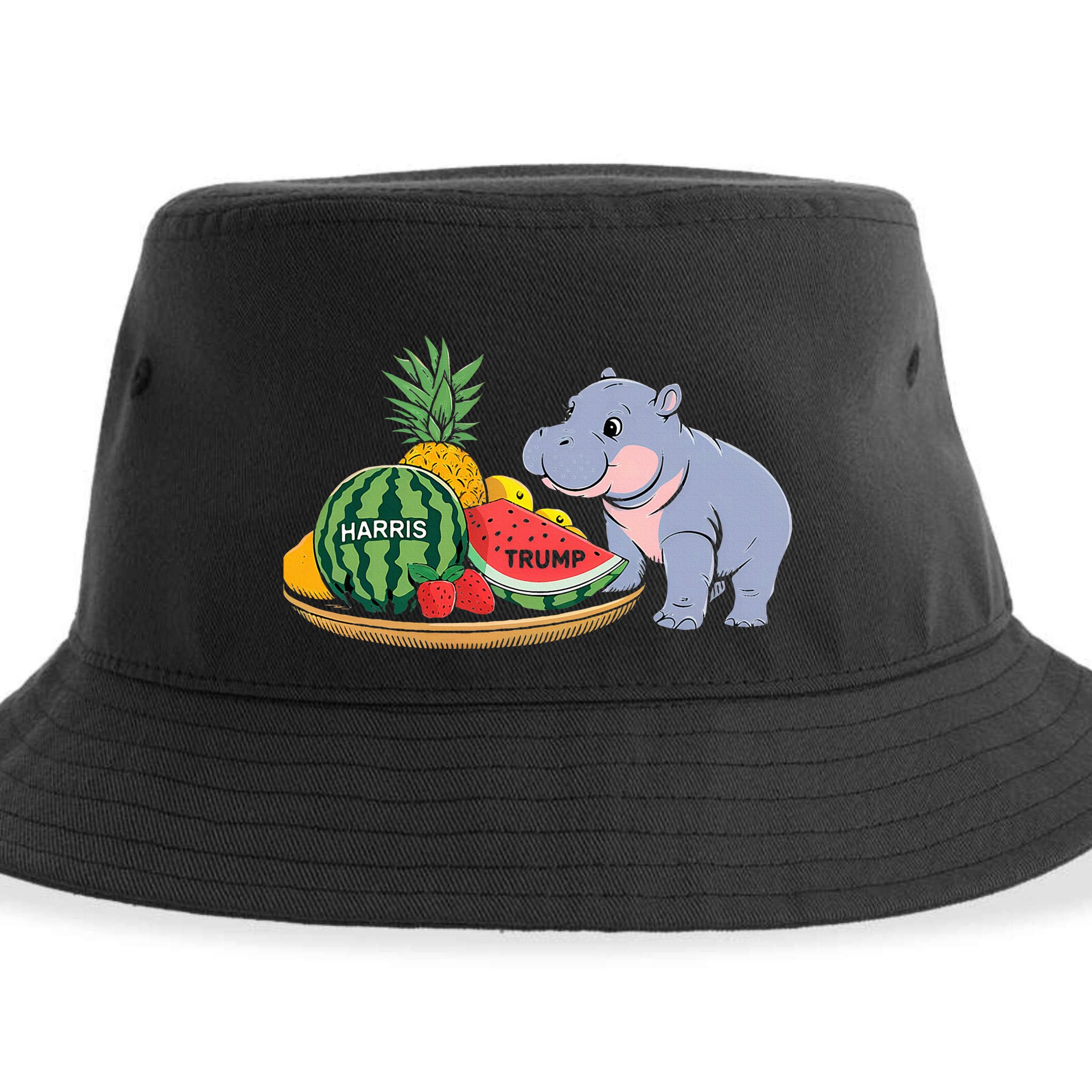 Moo Deng Predicts Donald Trump Will Win Us Election Sustainable Bucket Hat