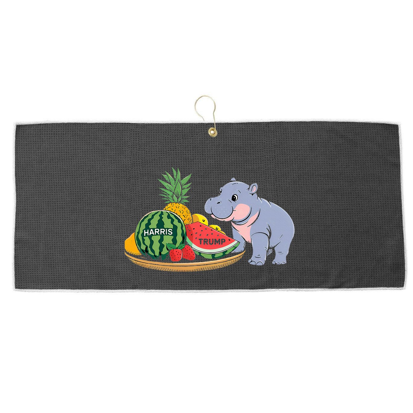 Moo Deng Predicts Donald Trump Will Win Us Election Large Microfiber Waffle Golf Towel