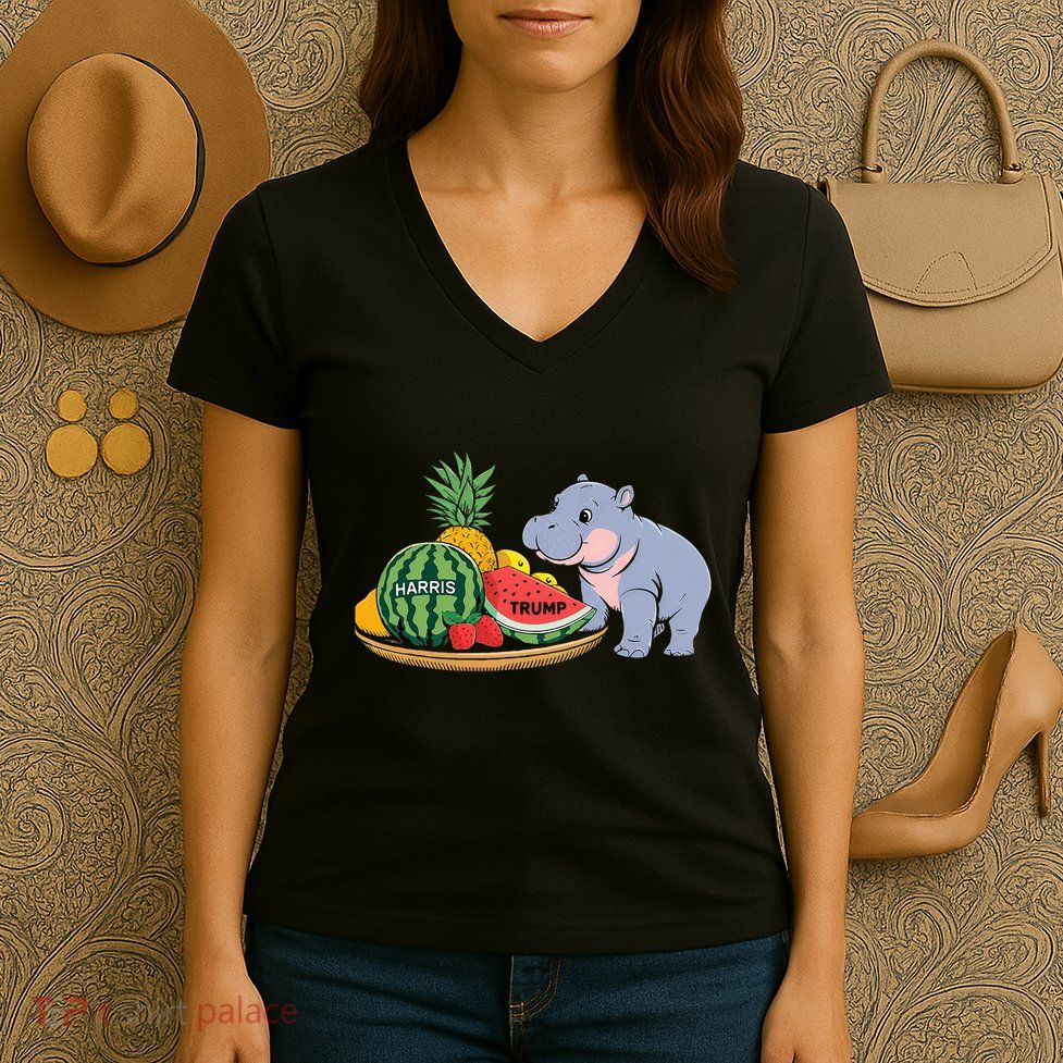 Moo Deng Predicts Donald Trump Will Win Us Election Women's V-Neck T-Shirt