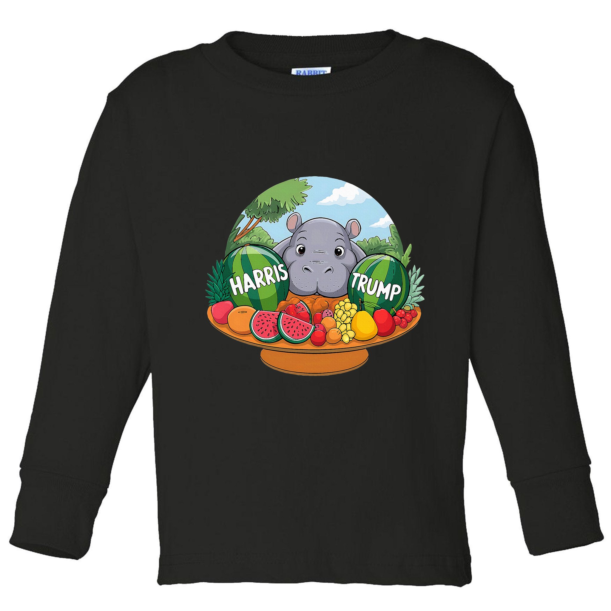 Moo Deng Predicts Donald Trump Will Win Us Election Toddler Long Sleeve Shirt