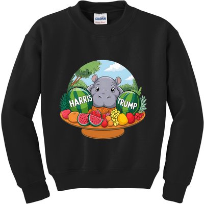 Moo Deng Predicts Donald Trump Will Win Us Election Kids Sweatshirt