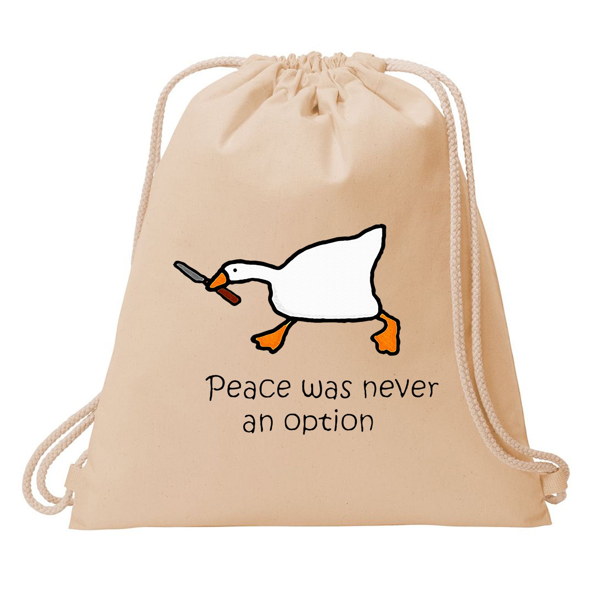 Murder Duck Peace Was Never An Option Duck With Knife Drawstring Bag