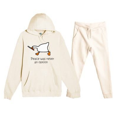 Murder Duck Peace Was Never An Option Duck With Knife Premium Hooded Sweatsuit Set