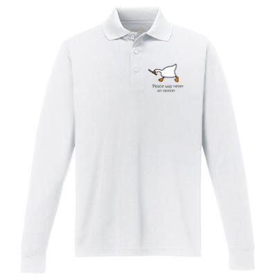 Murder Duck Peace Was Never An Option Duck With Knife Performance Long Sleeve Polo