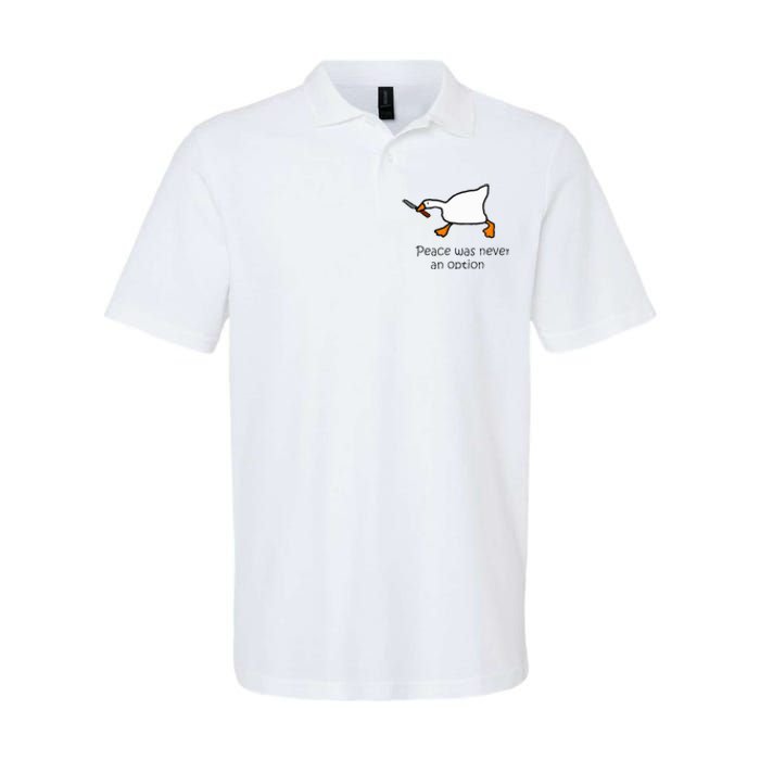 Murder Duck Peace Was Never An Option Duck With Knife Softstyle Adult Sport Polo