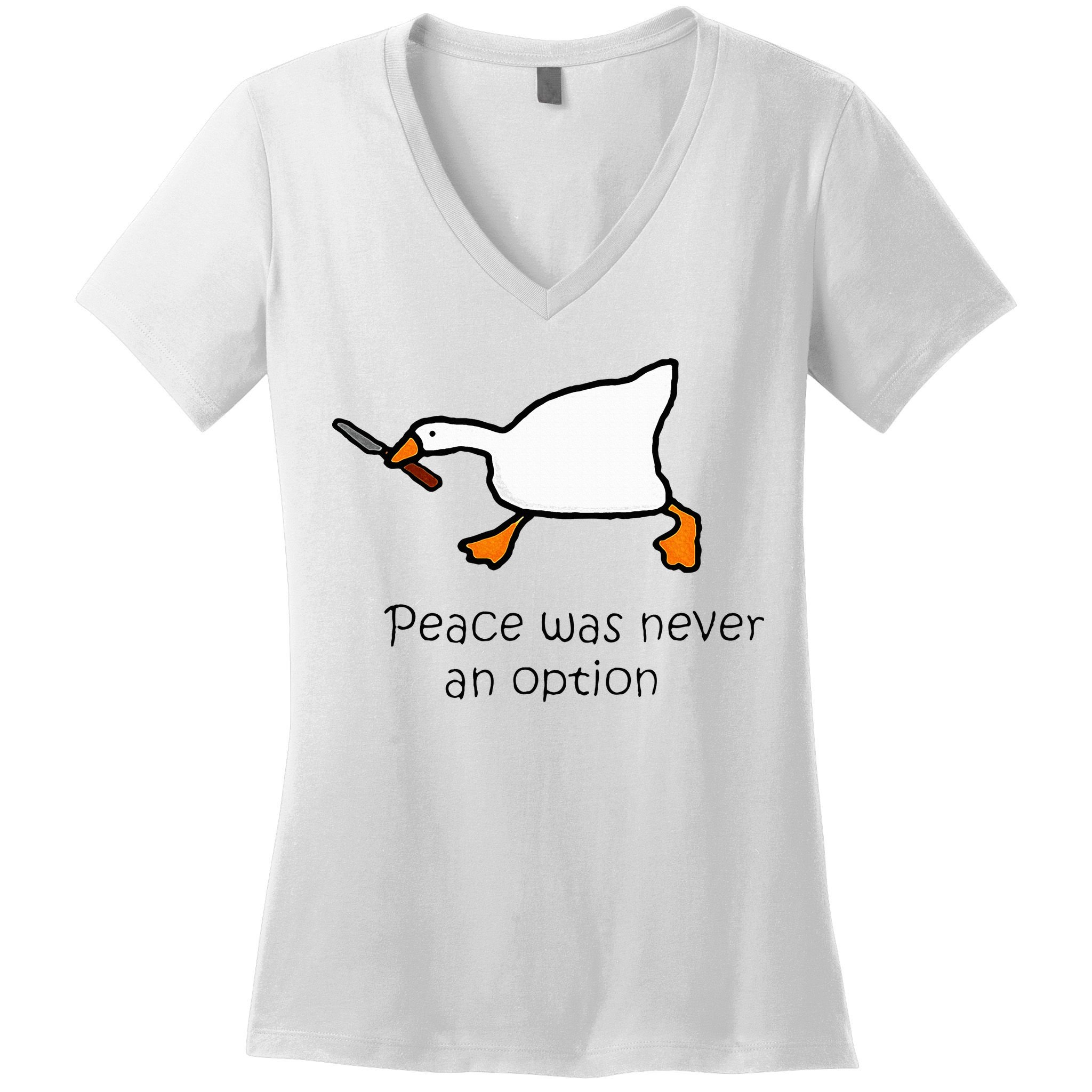 Murder Duck Peace Was Never An Option Duck With Knife Women's V-Neck T-Shirt